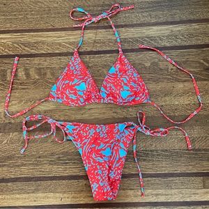 Cupshe Red and Blue String Bikini - Size S